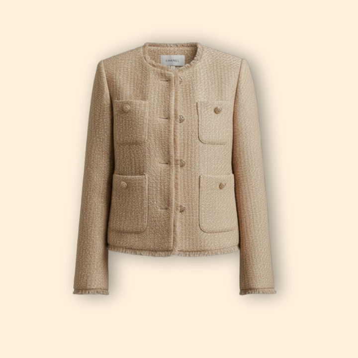 Women’s Collarless Jacket with Front Buttons