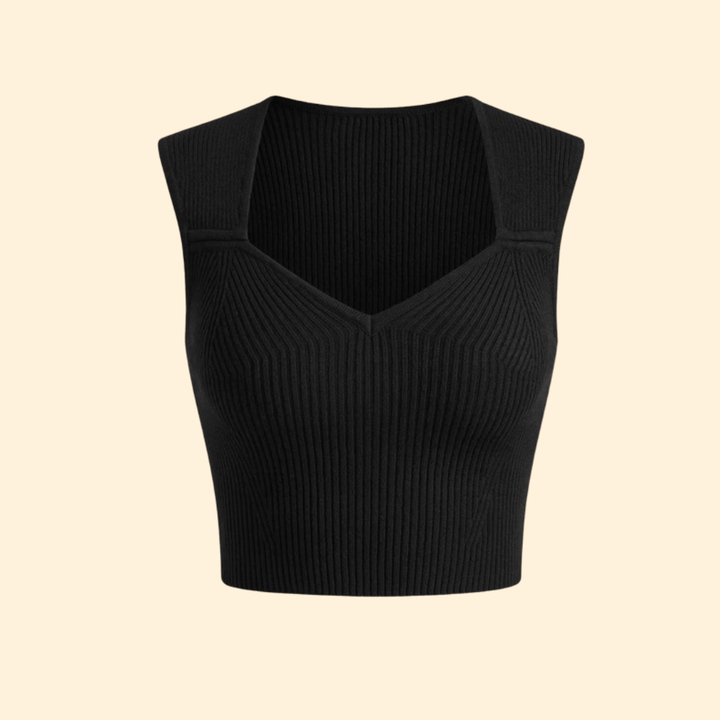 Women’s V-neck Crop Top with Ribbed Texture