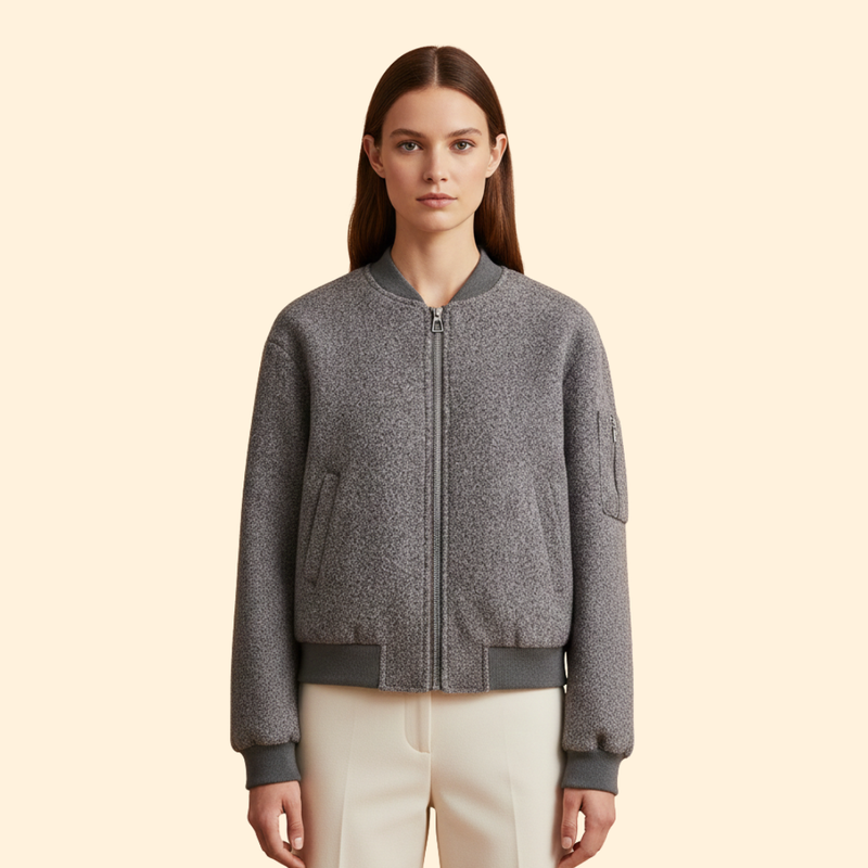 Women's Wool Blend Bomber Jacket