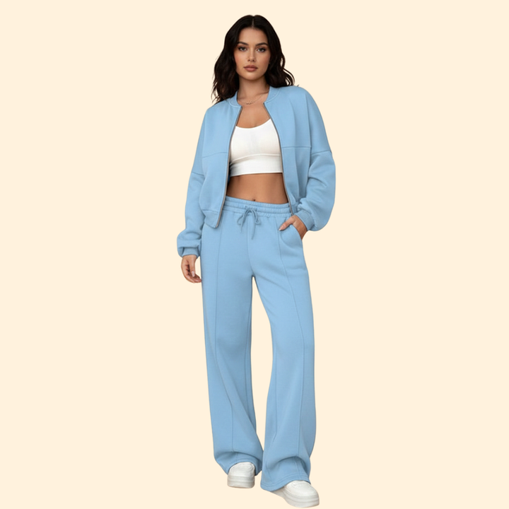 Women’s Zip-Up Bomber Jacket and Jogger Set