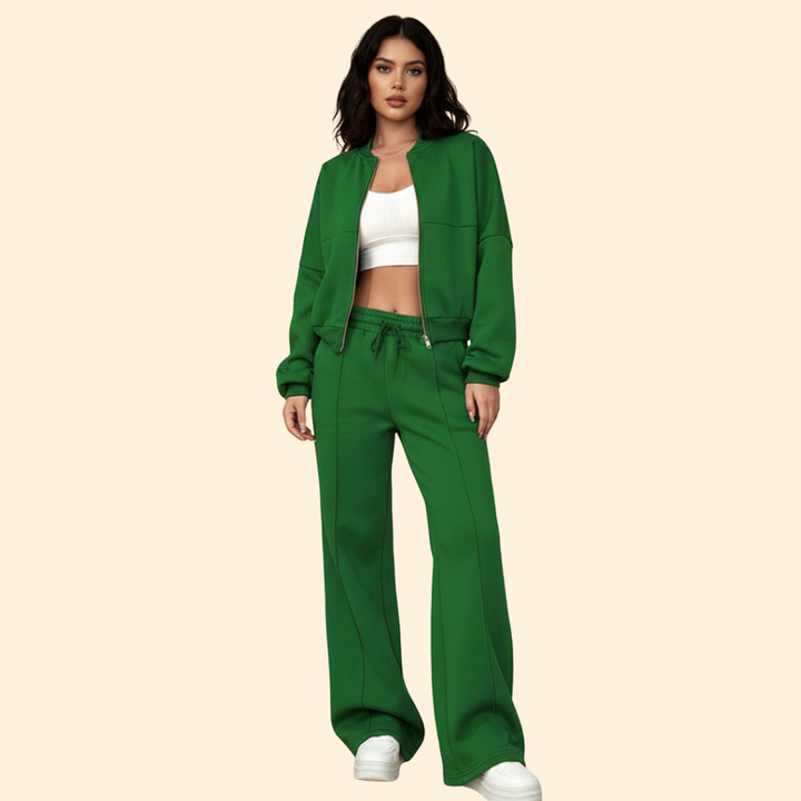 Women’s Zip-Up Bomber Jacket and Jogger Set