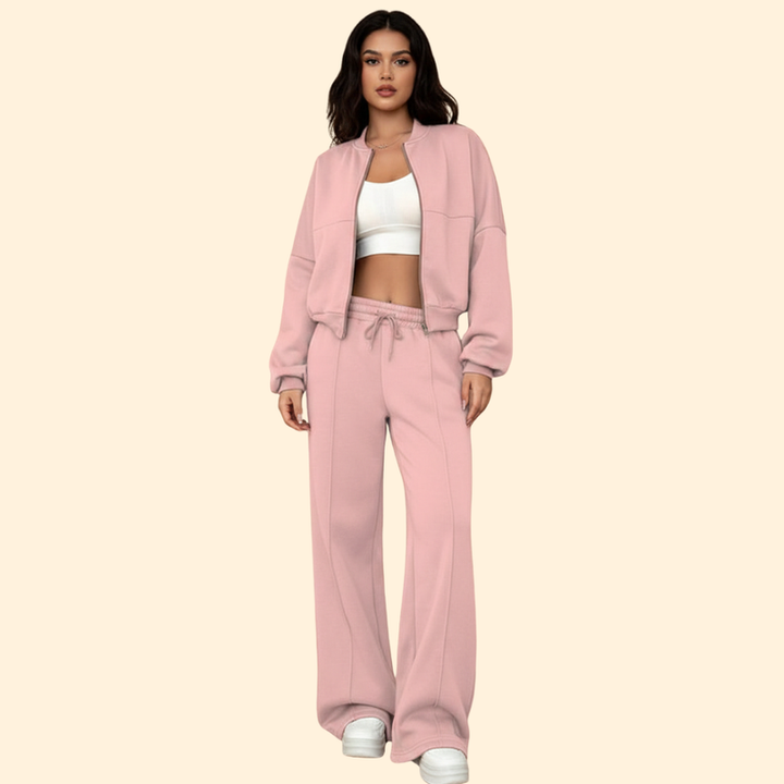 Women’s Zip-Up Bomber Jacket and Jogger Set