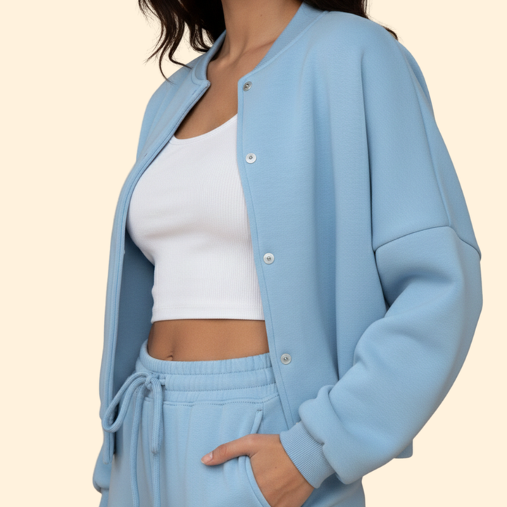 Women’s Zip-Up Bomber Jacket and Jogger Set