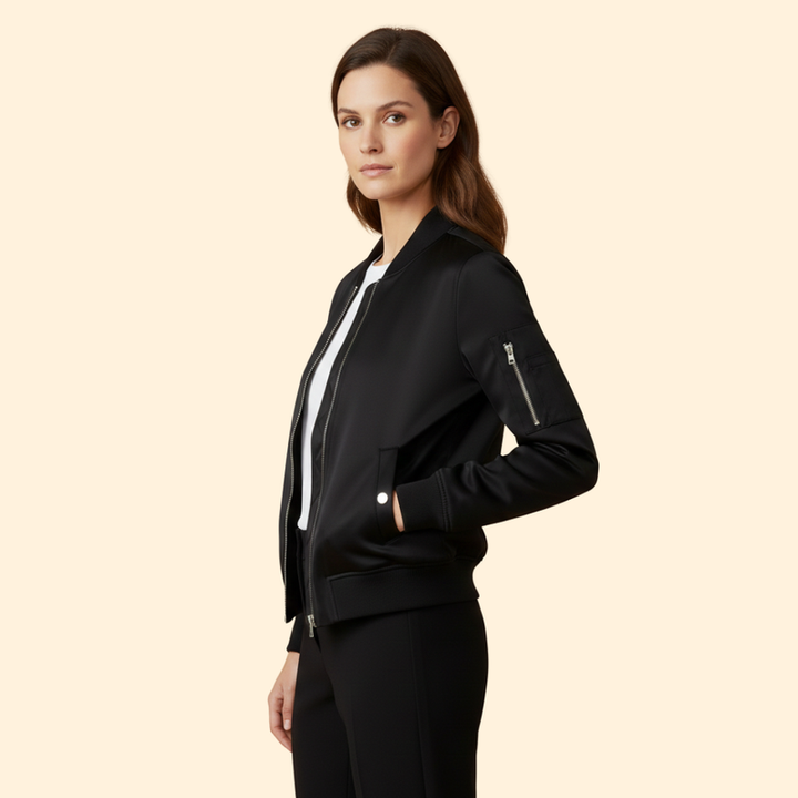 Women's Zip-Up Bomber Jacket with Sporty Cut