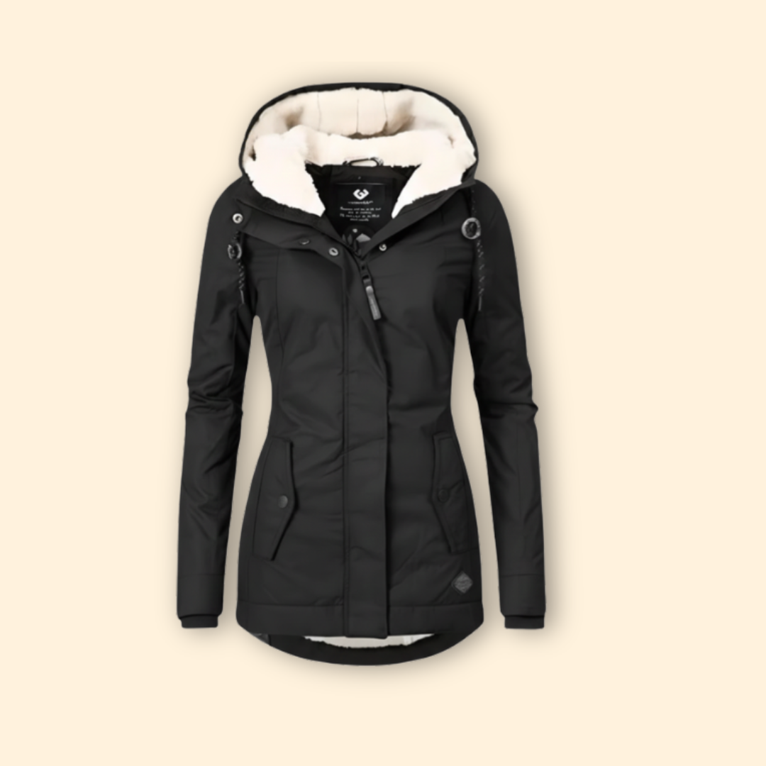 Women’s Zip Coat with Sherpa Lined Hood