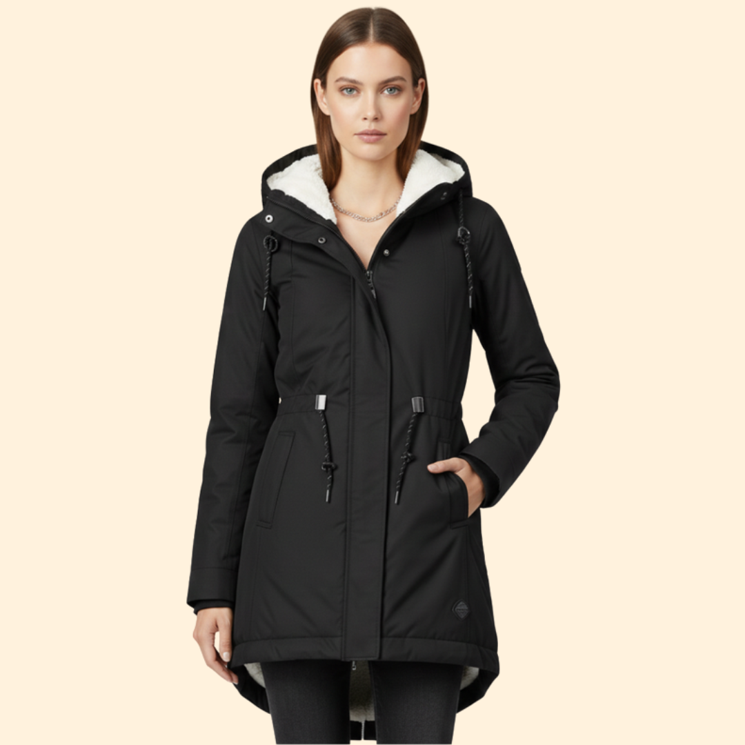 Women’s Zip Coat with Sherpa Lined Hood