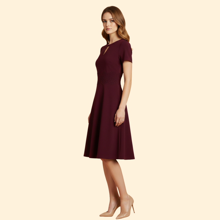 Women's  A-Line Dress with Lace Waist Detail