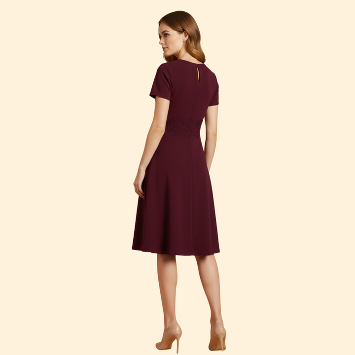 Women's  A-Line Dress with Lace Waist Detail