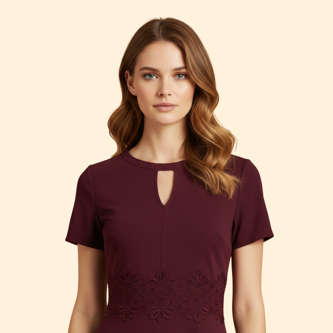 Women's  A-Line Dress with Lace Waist Detail