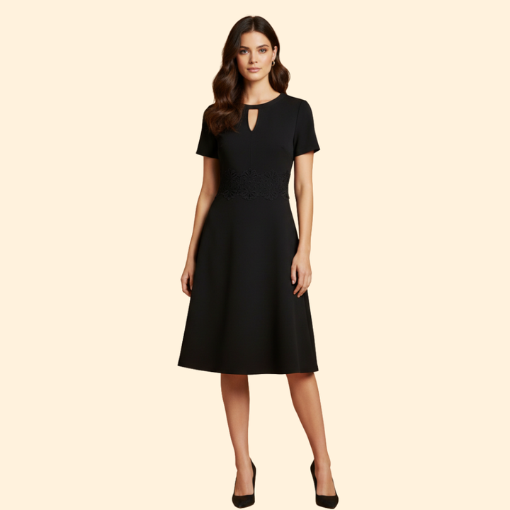 Women's  A-Line Dress with Lace Waist Detail