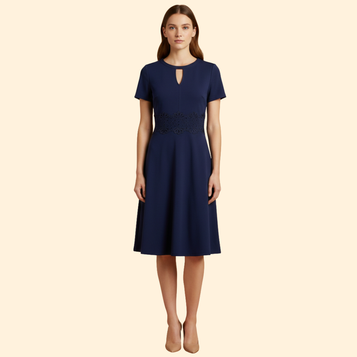 Women's  A-Line Dress with Lace Waist Detail
