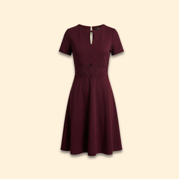 Women's  A-Line Dress with Lace Waist Detail