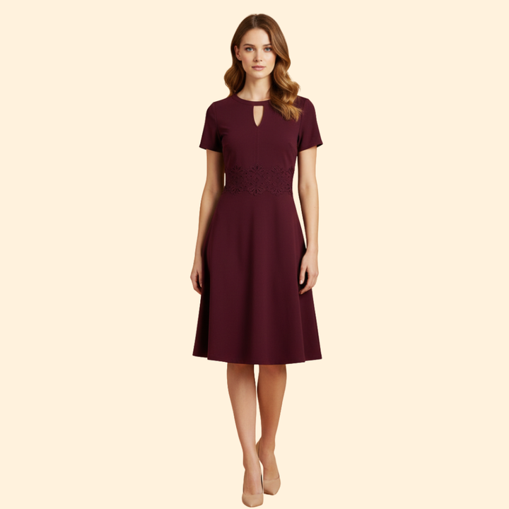 Women's  A-Line Dress with Lace Waist Detail
