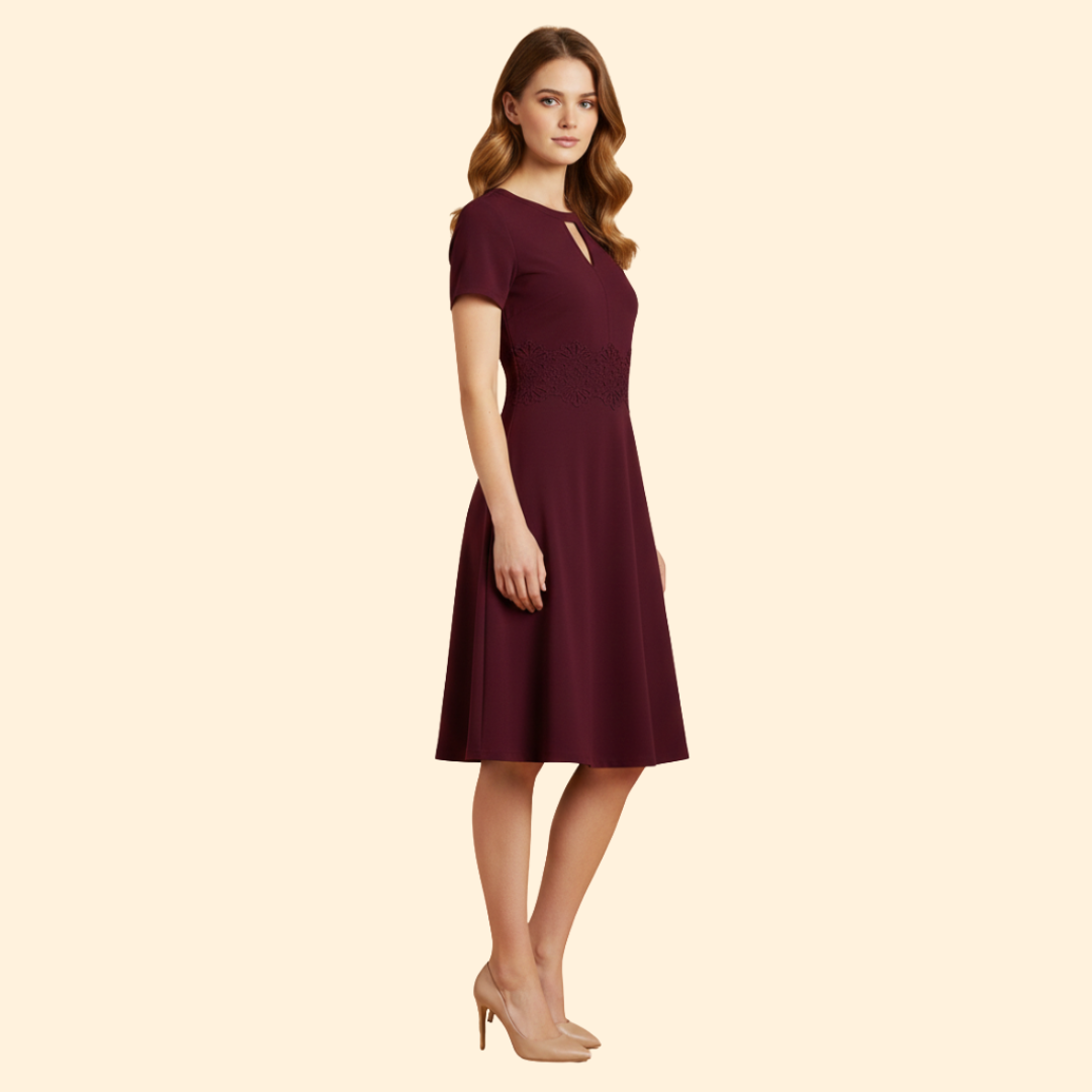 Women's  A-Line Dress with Lace Waist Detail