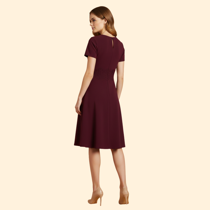 Women's  A-Line Dress with Lace Waist Detail