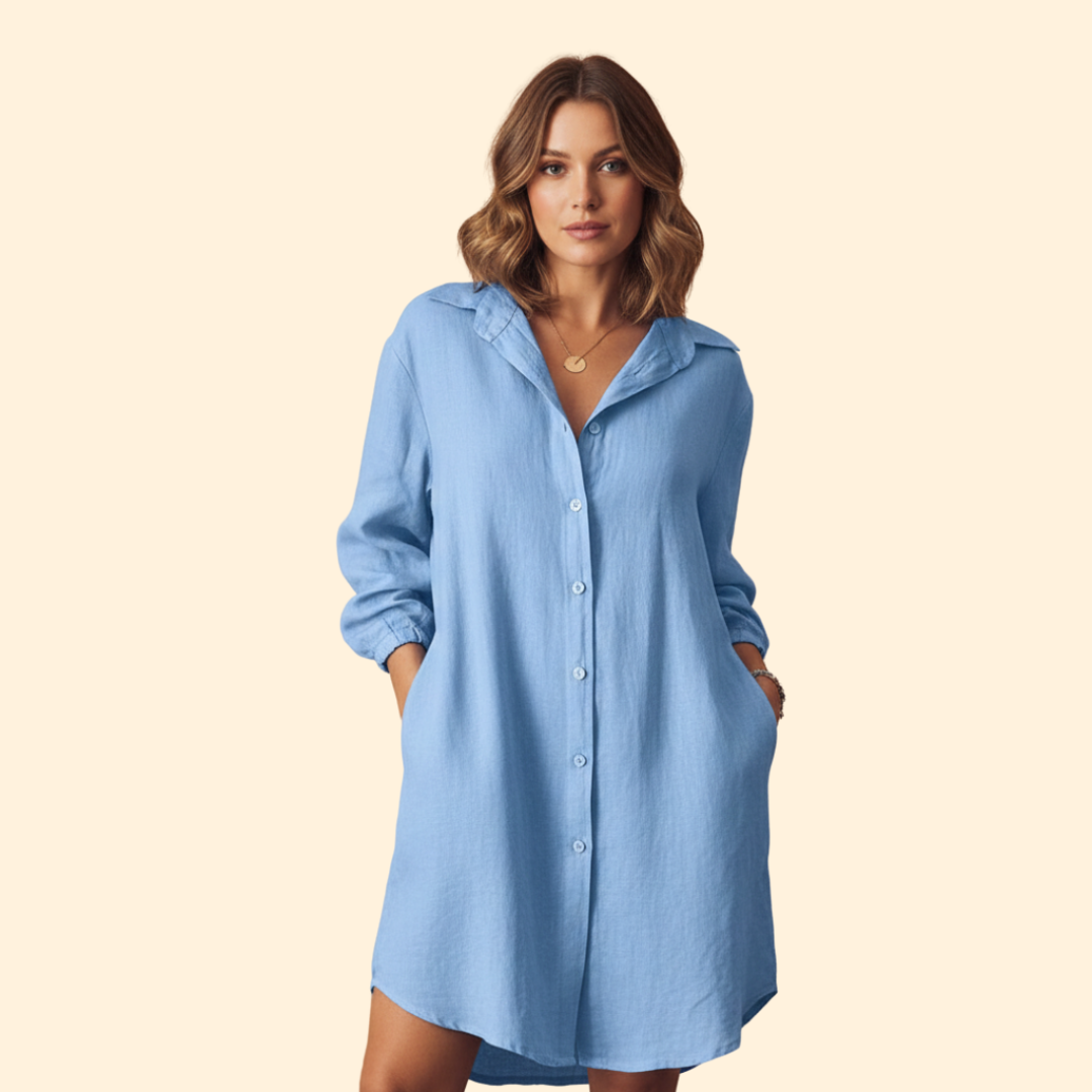 Women's Button-Down Dress with Long Sleeves