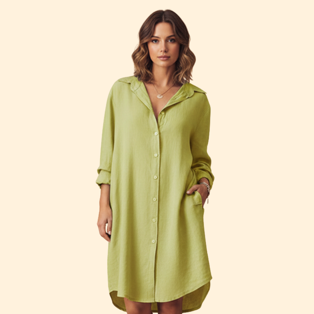 Women's Button-Down Dress with Long Sleeves