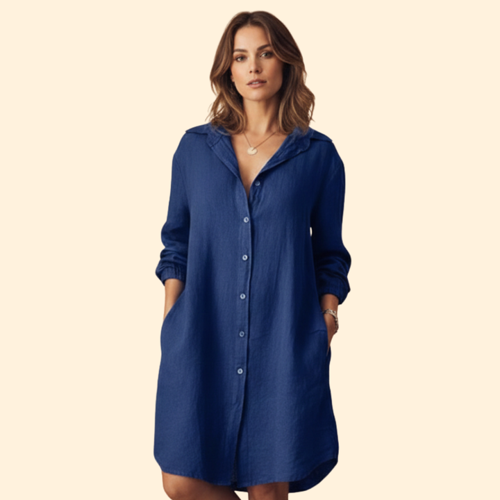 Women's Button-Down Dress with Long Sleeves