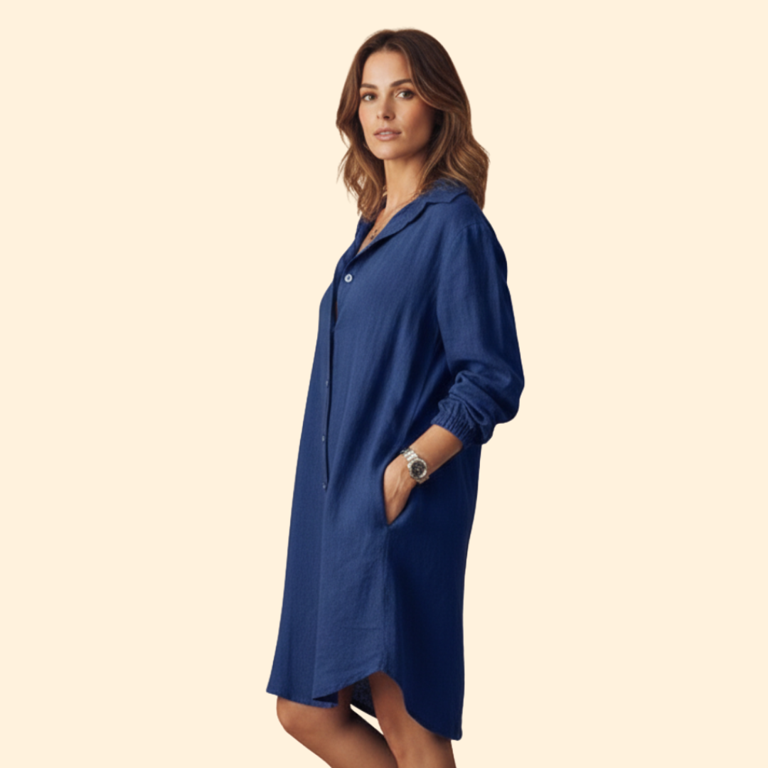 Women's Button-Down Dress with Long Sleeves