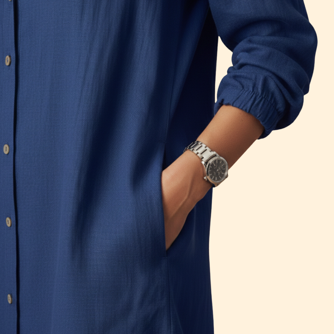 Women's Button-Down Dress with Long Sleeves