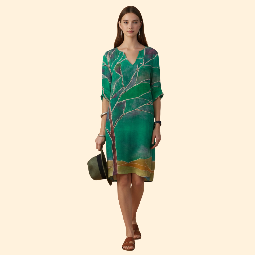 Women's Floral Print Dress with Bell Sleeves