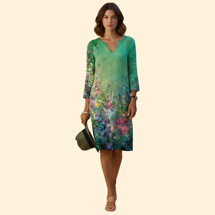 Women's Floral Print Dress with Bell Sleeves