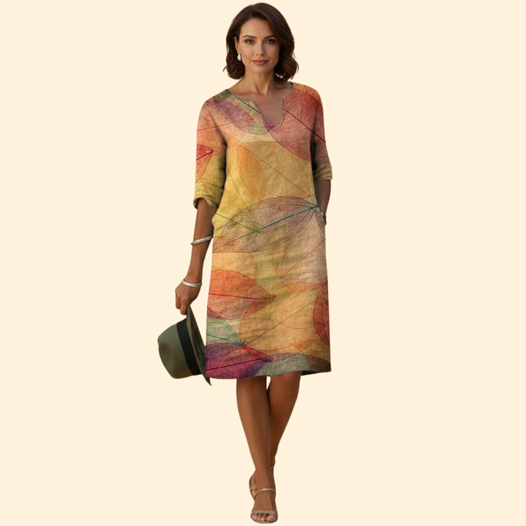 Women's Floral Print Dress with Bell Sleeves