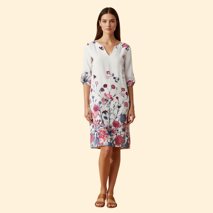 Women's Floral Print Dress with Bell Sleeves