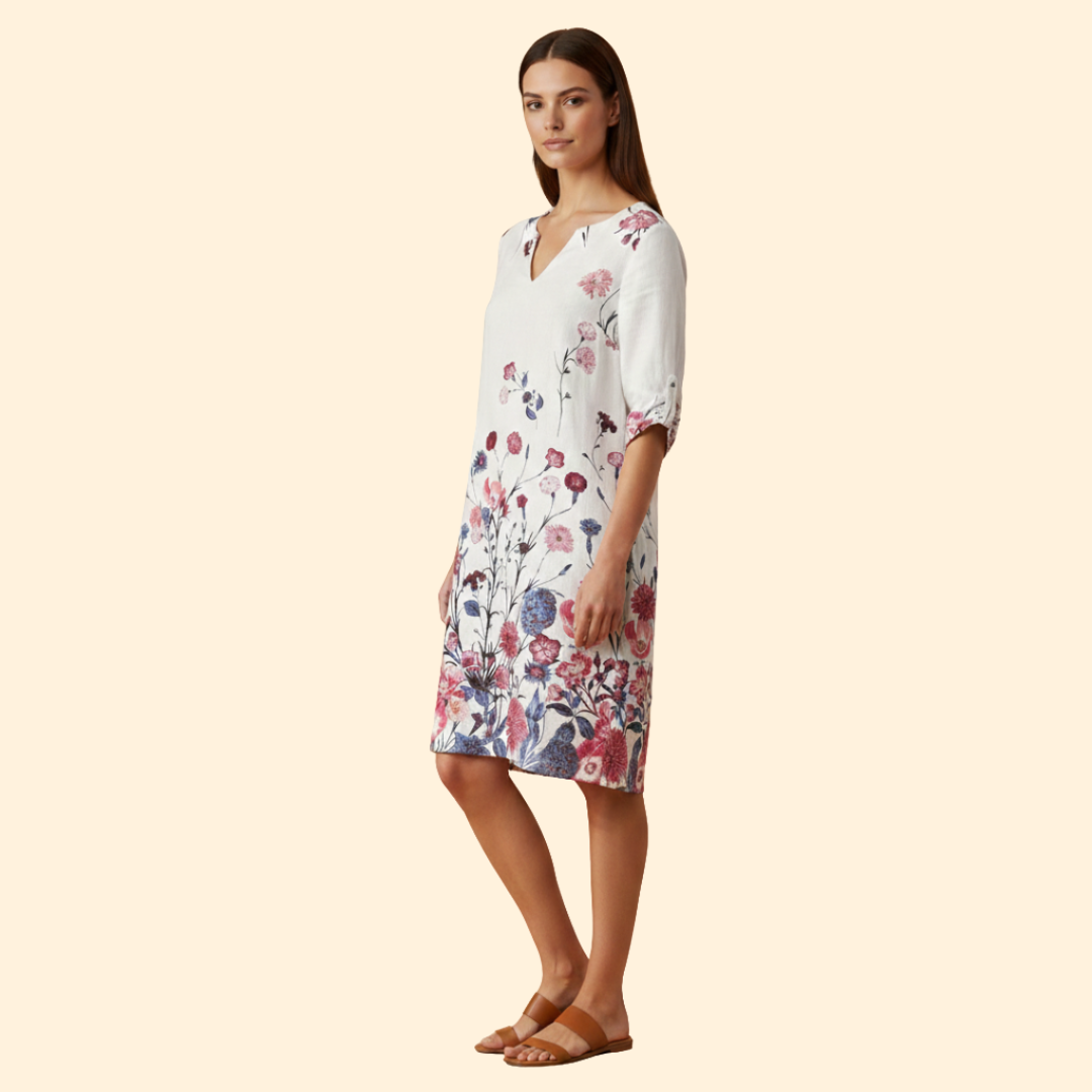 Women's Floral Print Dress with Bell Sleeves