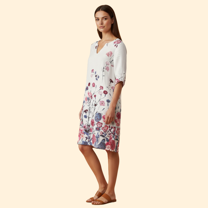 Women's Floral Print Dress with Bell Sleeves