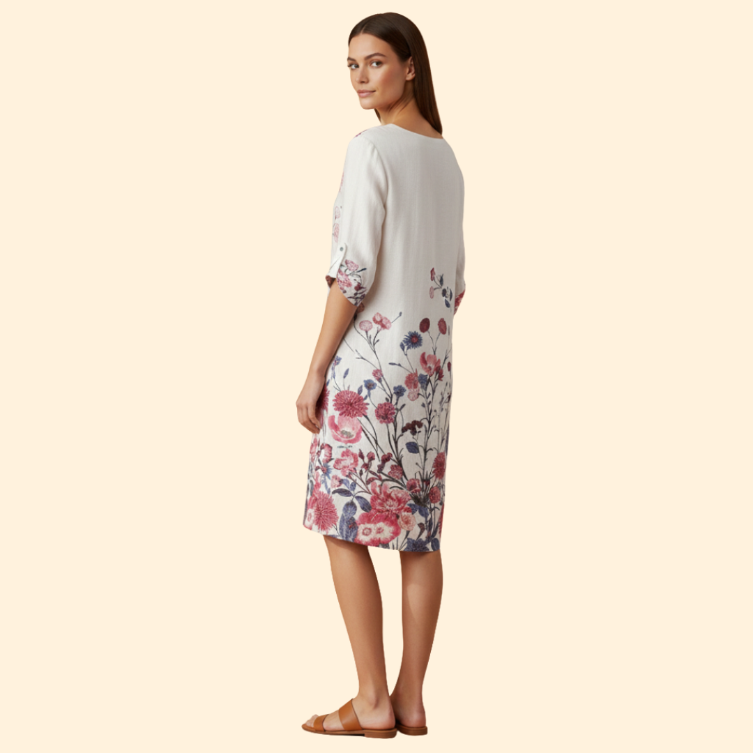Women's Floral Print Dress with Bell Sleeves