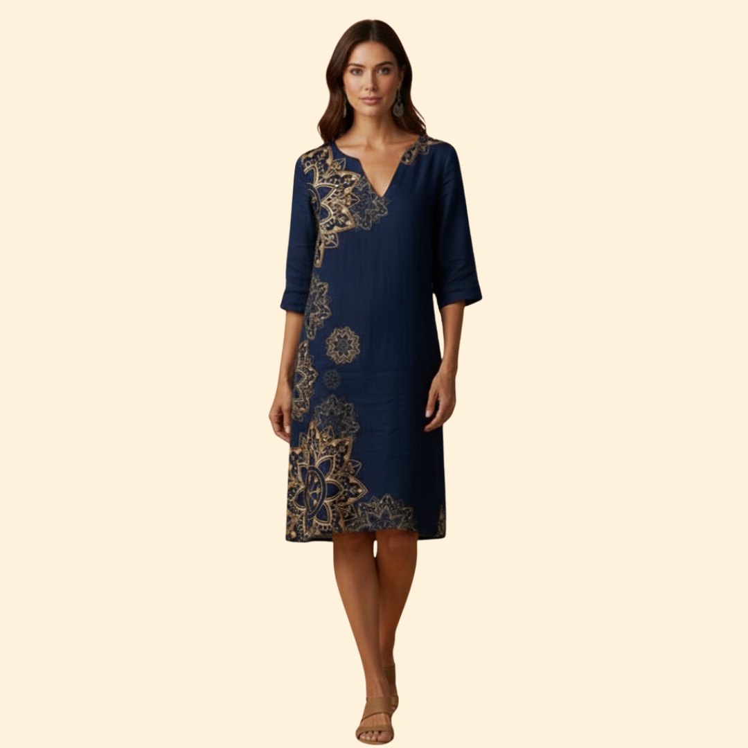 Women's Floral Print Dress with Bell Sleeves