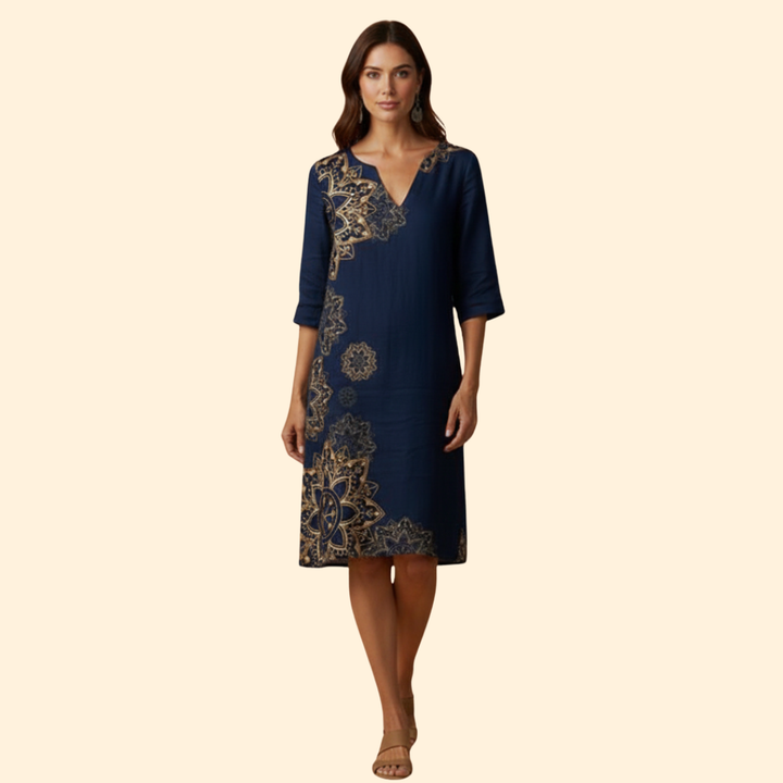 Women's Floral Print Dress with Bell Sleeves