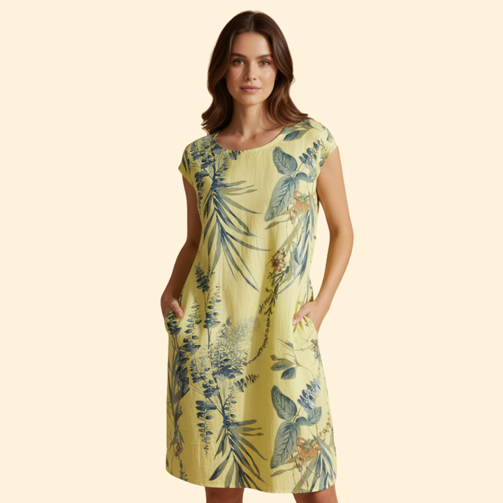 Women's Floral Print Dress with Pockets