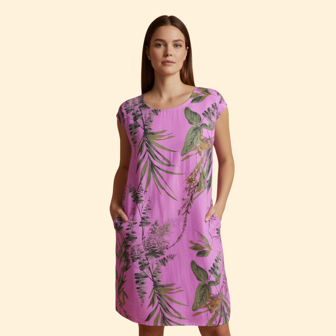 Women's Floral Print Dress with Pockets