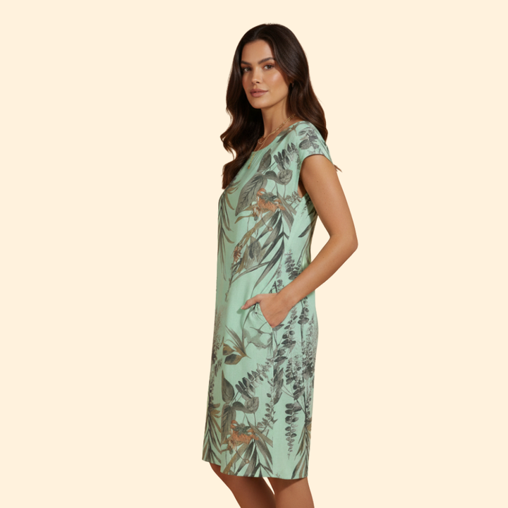 Women's Floral Print Dress with Pockets
