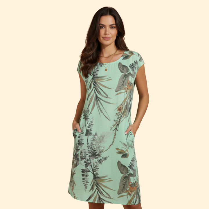Women's Floral Print Dress with Pockets