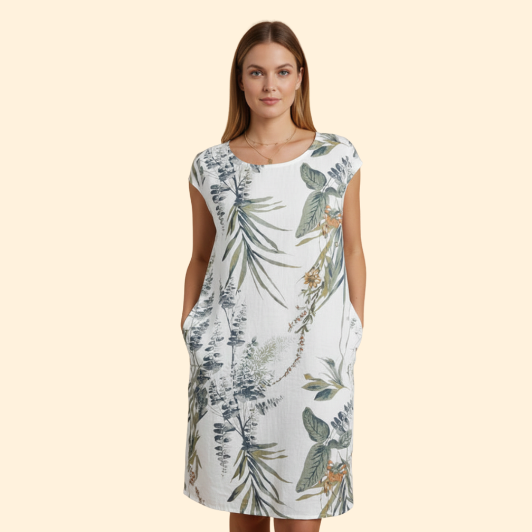 Women's Floral Print Dress with Pockets