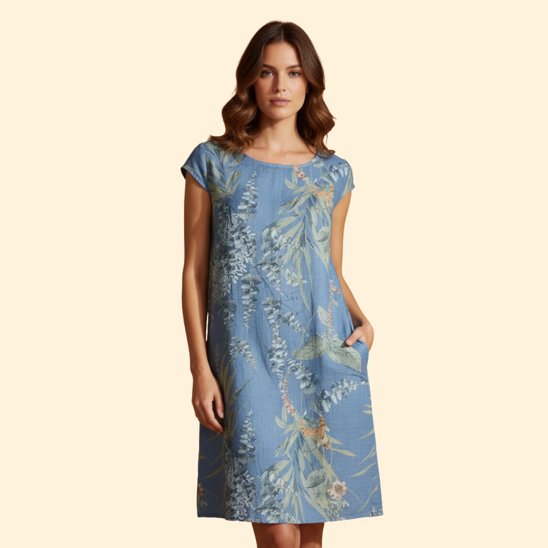 Women's Floral Print Dress with Pockets