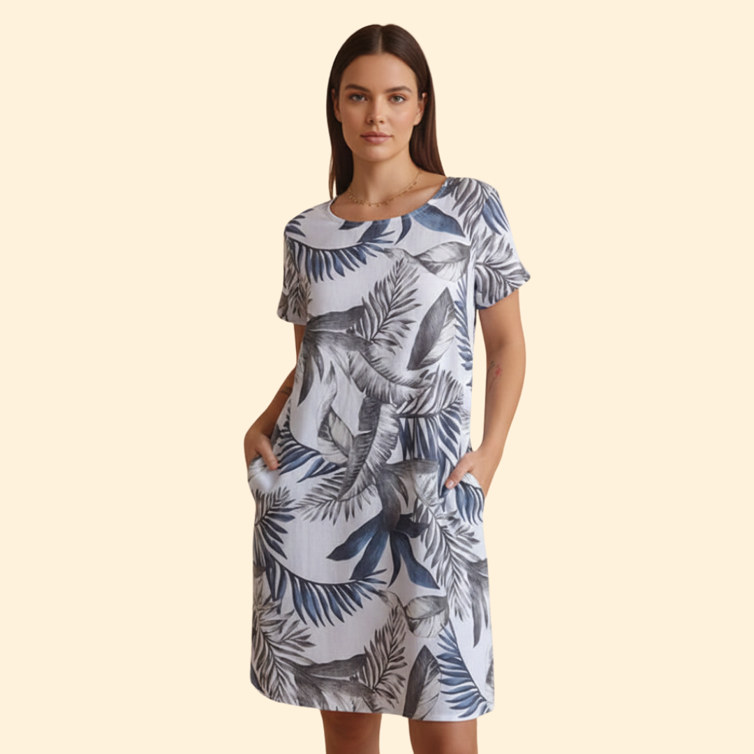 Women's Floral Print Dress with Pockets