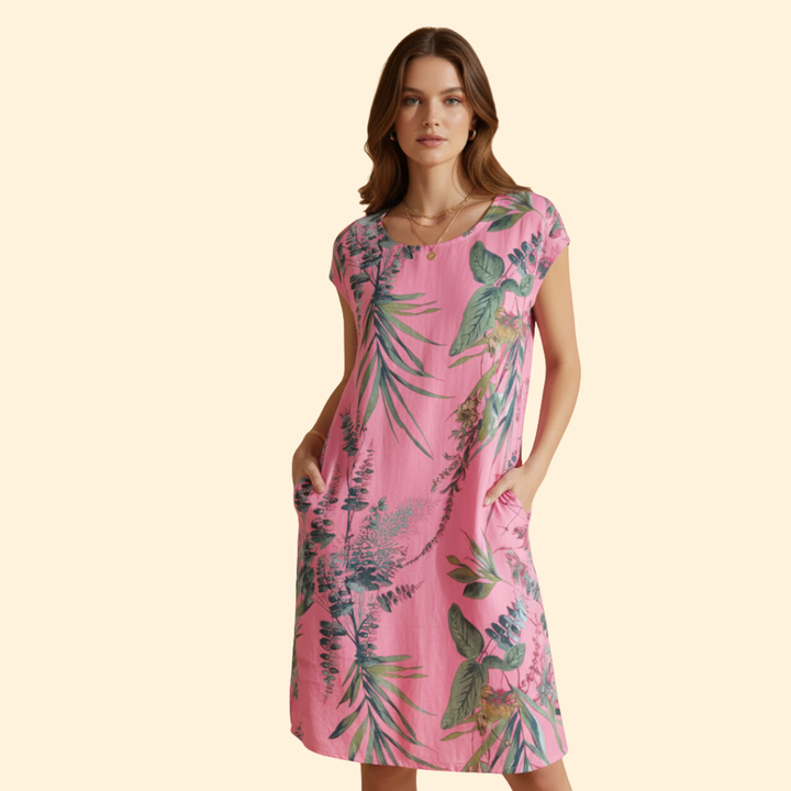 Women's Floral Print Dress with Pockets