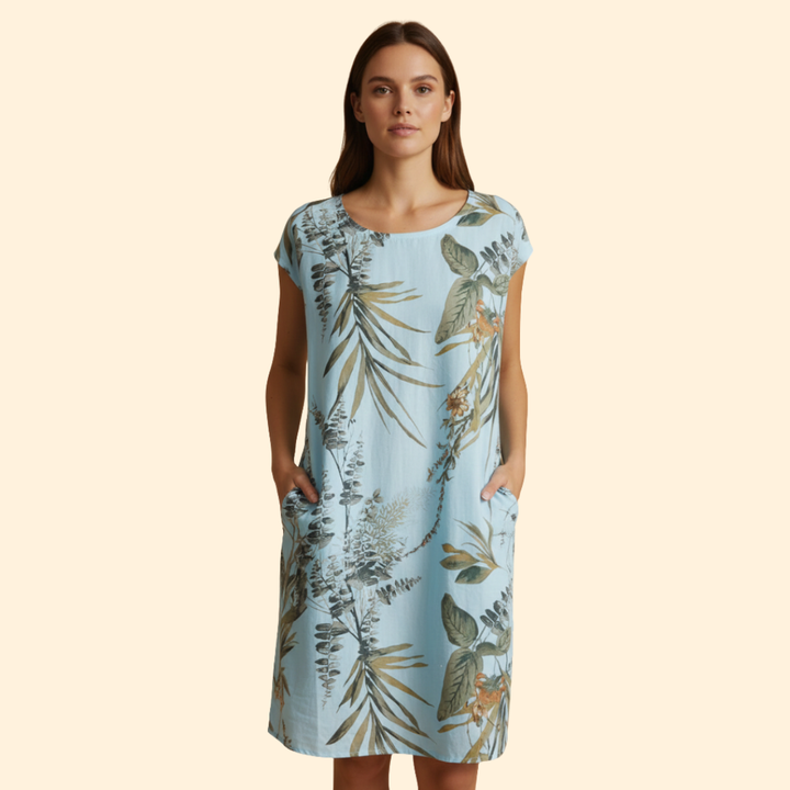 Women's Floral Print Dress with Pockets