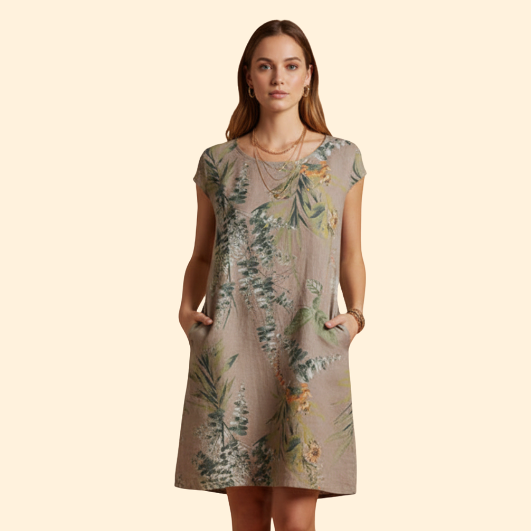 Women's Floral Print Dress with Pockets