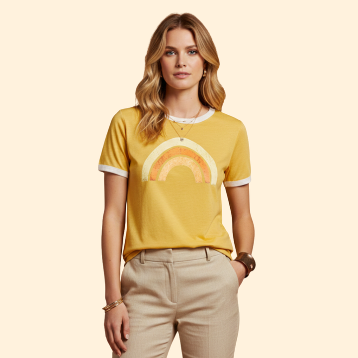Women's Graphic T-Shirt with Rainbow Print