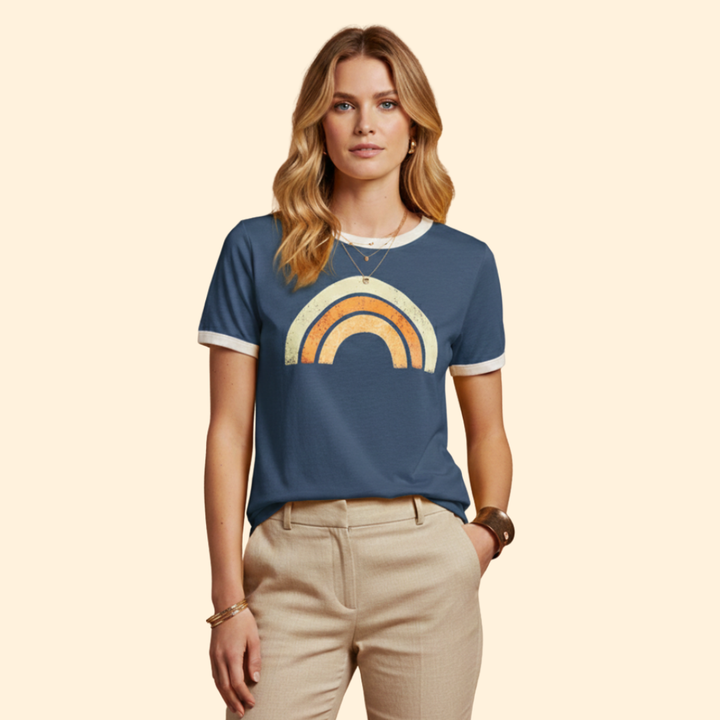 Women's Graphic T-Shirt with Rainbow Print