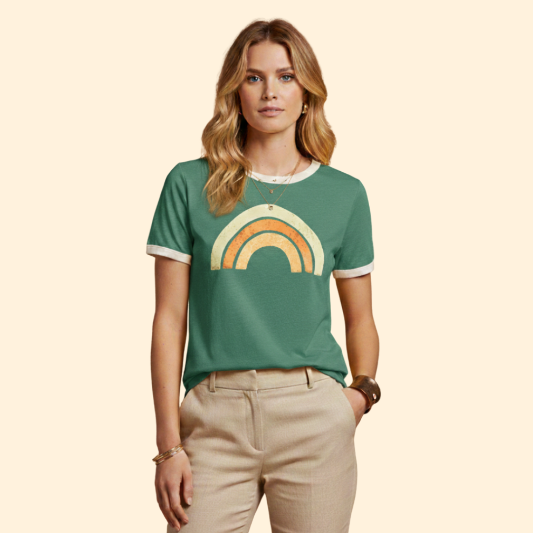 Women's Graphic T-Shirt with Rainbow Print