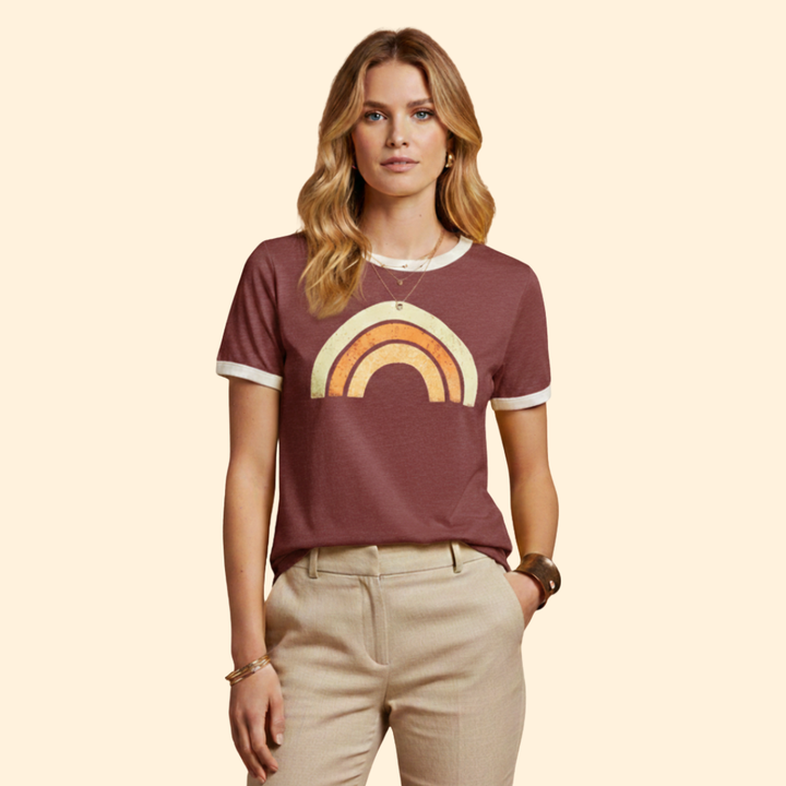 Women's Graphic T-Shirt with Rainbow Print