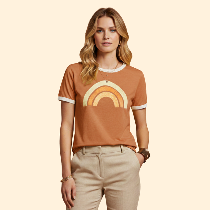 Women's Graphic T-Shirt with Rainbow Print