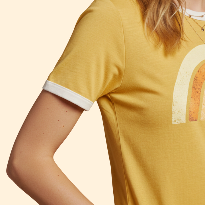 Women's Graphic T-Shirt with Rainbow Print