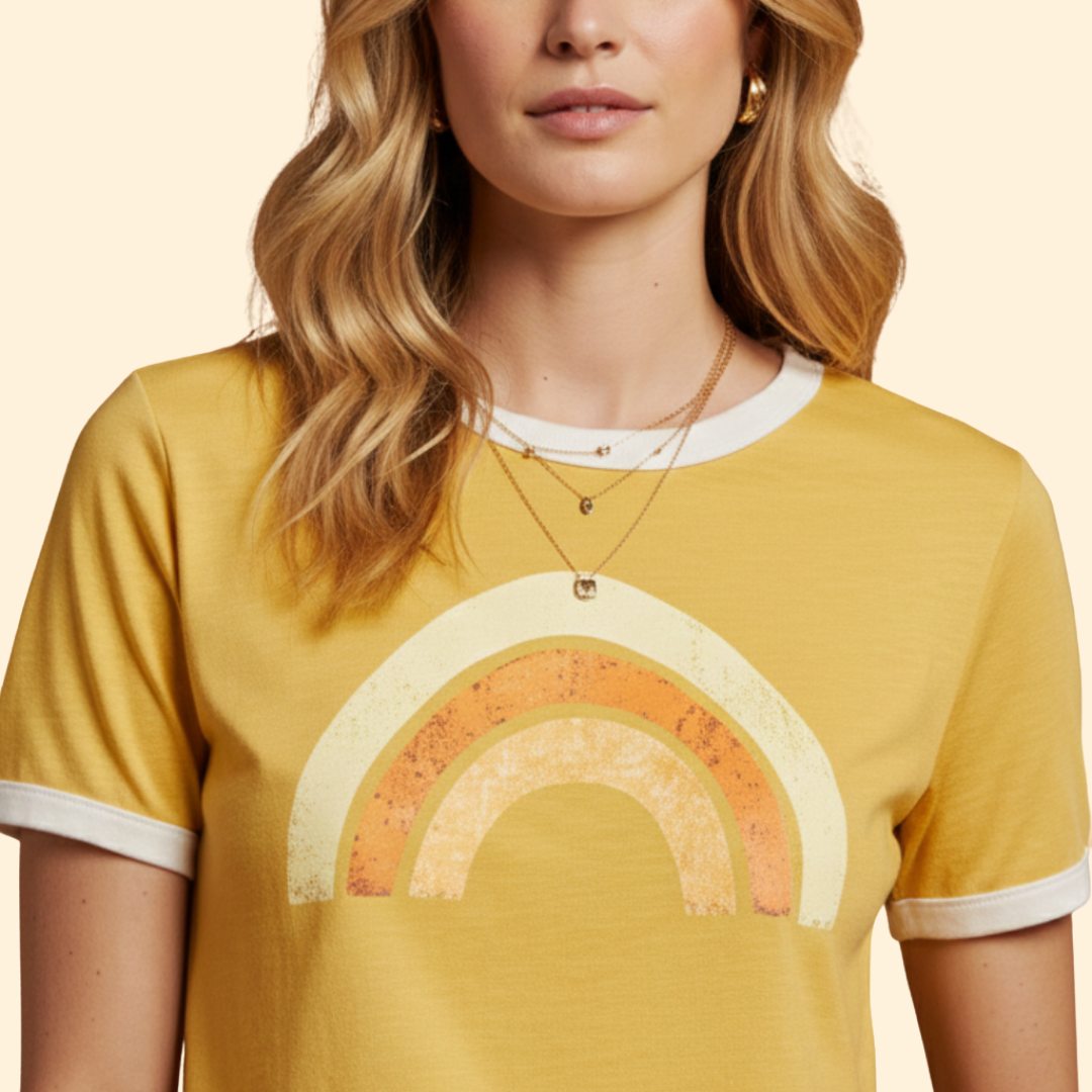 Women's Graphic T-Shirt with Rainbow Print